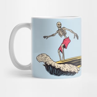 Retro Surfing Skeleton Cartoon Mug